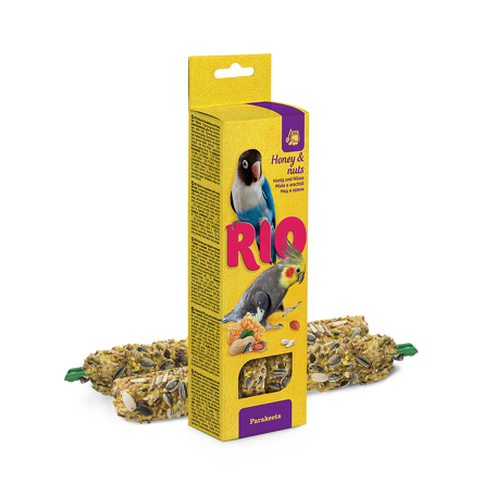 RIO Kolby dla papużek małych i średnich z miodem i orzechami zestaw 2x75g