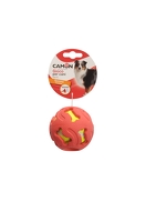 CAMON DOG TOY Zabawka dla psa - Gumowa piłka z wewnętrzną piłką tenisową i piszczałką  7,65cm AD0757