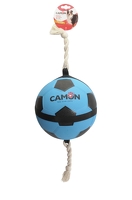 CAMON DOG TOY GUMOWA PIŁKA NOŻNA ZE SZNURKIEM BLACK/BLUE 22cm AD0542