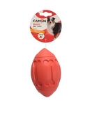 CAMON DOG TOY Zabawka dla psa - Gumowa piłka do rugby z piszczałką 13cm AD0761