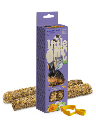 Kolby dla świnek morskich, królików, koszatniczek i szynszyli z ziołami i kwiatami 2x55g