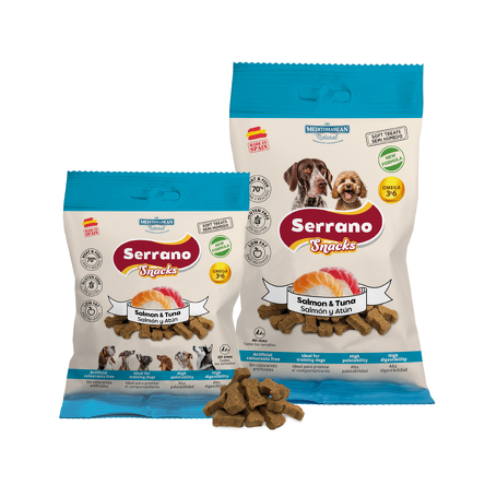 SERRANO Snacks ŁOSOŚ/TUŃCZYK przysmak treningowy 100g