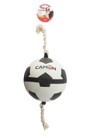 CAMON DOG TOY GUMOWA PIŁKA NOŻNA ZE SZNURKIEM WHITE/BLACK 22cm AD0541
