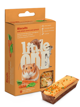 Little One Ciastka z suszoną marchewką i szpinakiem dla małych zwierząt 5x7g